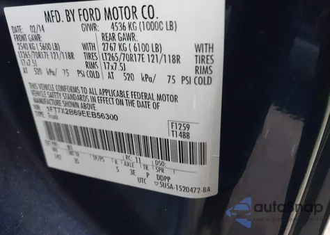 2014 Ford F-250 Xlt from USA, damaged, VIN 1FT7X2B69EEB56300